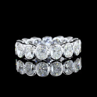 14K White Gold Eternity Band with Bezel-Set Cushion Brilliant Cut Lab Diamonds - 4.08 Carat Total Weight - Covaloro Fine Jewelry