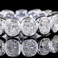 14K White Gold Eternity Band with Bezel-Set Cushion Brilliant Cut Lab Diamonds - 4.08 Carat Total Weight - Covaloro Fine Jewelry