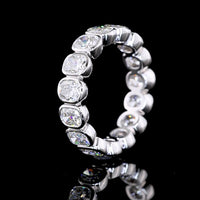 14K White Gold Eternity Band with Bezel-Set Cushion Brilliant Cut Lab Diamonds - 4.08 Carat Total Weight - Covaloro Fine Jewelry