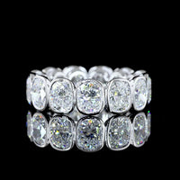 14K White Gold Eternity Band with Bezel Set Cushion Brilliant Cut Lab Diamonds - 7.33 Carat Total Weight - Covaloro Fine Jewelry