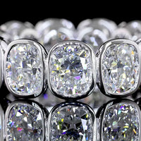 14K White Gold Eternity Band with Bezel Set Cushion Brilliant Cut Lab Diamonds - 7.33 Carat Total Weight - Covaloro Fine Jewelry