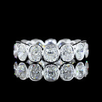 14K White Gold Eternity Band with Bezel Set Cushion Brilliant Lab Diamonds - 3.78 Carat Total Weight, E-F Color, VS Clarity - Covaloro Fine Jewelry
