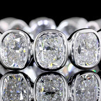 14K White Gold Eternity Band with Bezel Set Cushion Brilliant Lab Diamonds - 3.78 Carat Total Weight, E-F Color, VS Clarity - Covaloro Fine Jewelry