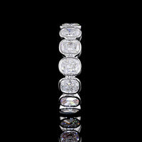 14K White Gold Eternity Band with Bezel Set Cushion Brilliant Lab Diamonds - 3.78 Carat Total Weight, E-F Color, VS Clarity - Covaloro Fine Jewelry