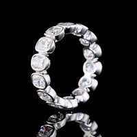 14K White Gold Eternity Band with Bezel Set Cushion Brilliant Lab Diamonds - 3.78 Carat Total Weight, E-F Color, VS Clarity - Covaloro Fine Jewelry