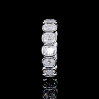 14K White Gold Eternity Band with Bezel Set Cushion Brilliant Lab Diamonds - 5.49 Carat Total Weight (E-F Color, VS Clarity) - Covaloro Fine Jewelry