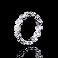 14K White Gold Eternity Band with Bezel Set Cushion Brilliant Lab Diamonds - 5.49 Carat Total Weight (E-F Color, VS Clarity) - Covaloro Fine Jewelry