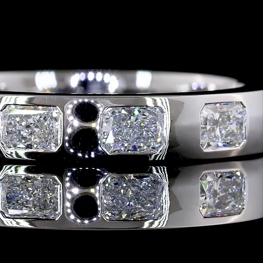 14K White Gold Eternity Band with Bezel Set East-West Radiant Cut Lab Diamonds - 1.20 Carat Total Diamond Weight - Covaloro Fine Jewelry