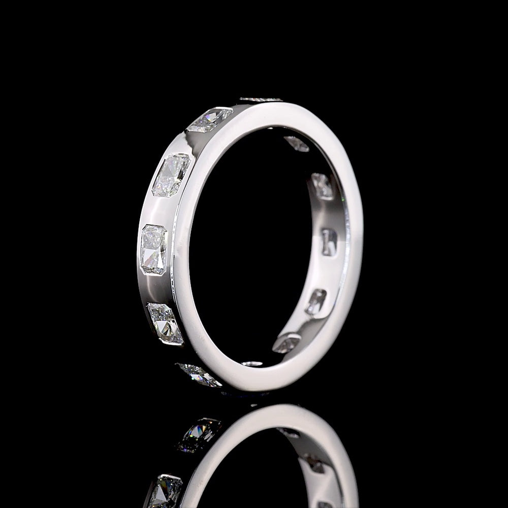14K White Gold Eternity Band with Bezel Set East-West Radiant Cut Lab Diamonds - 1.20 Carat Total Diamond Weight - Covaloro Fine Jewelry
