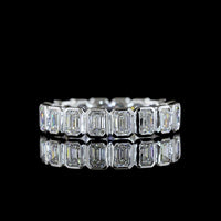 14K White Gold Eternity Band with Bezel Set Emerald Cut Lab Diamonds - 2.11 Carat Total Weight, 18 Stones, E-F Color VS Clarity - Covaloro Fine Jewelry