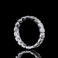 14K White Gold Eternity Band with Bezel Set Emerald Cut Lab Diamonds - 2.11 Carat Total Weight, 18 Stones, E-F Color VS Clarity - Covaloro Fine Jewelry
