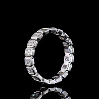 14K White Gold Eternity Band with Bezel Set Emerald Cut Lab Diamonds - 2.11 Carat Total Weight, 18 Stones, E-F Color VS Clarity - Covaloro Fine Jewelry