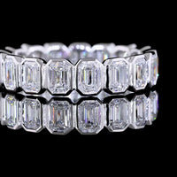 14K White Gold Eternity Band with Bezel Set Emerald Cut Lab Diamonds - 2.50 Carat Total Diamond Weight - Covaloro Fine Jewelry