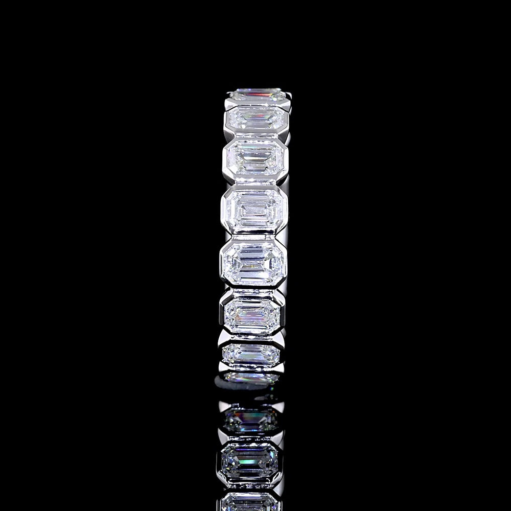 14K White Gold Eternity Band with Bezel Set Emerald Cut Lab Diamonds - 2.50 Carat Total Diamond Weight - Covaloro Fine Jewelry