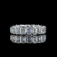14K White Gold Eternity Band with Bezel-Set Emerald Cut Lab Diamonds - 3.10 Carats Total Diamond Weight - Covaloro Fine Jewelry