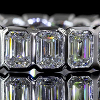 14K White Gold Eternity Band with Bezel-Set Emerald Cut Lab Diamonds - 3.10 Carats Total Diamond Weight - Covaloro Fine Jewelry