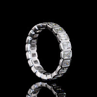 14K White Gold Eternity Band with Bezel-Set Emerald Cut Lab Diamonds - 3.10 Carats Total Diamond Weight - Covaloro Fine Jewelry