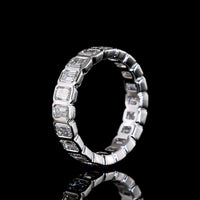 14K White Gold Eternity Band with Bezel-Set Emerald Cut Lab Diamonds - 3.10 Carats Total Diamond Weight - Covaloro Fine Jewelry