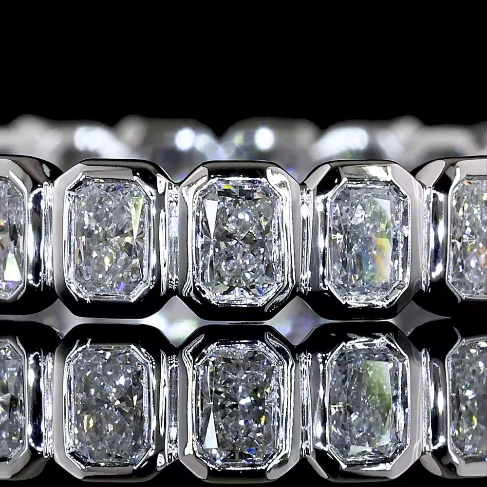 14K White Gold Eternity Band with Bezel Set North-South Radiant Cut Lab Diamonds - 1.15 Carat Total Weight - Covaloro Fine Jewelry