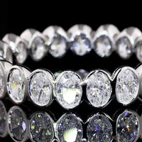 14K White Gold Eternity Band with Bezel Set Oval Cut Lab Diamonds - 21 Stones, 1.88 Total Carat Weight, E-F Color VS2 Clarity - Covaloro Fine Jewelry