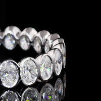 14K White Gold Eternity Band with Bezel Set Oval Cut Lab Diamonds - 21 Stones, 1.88 Total Carat Weight, E-F Color VS2 Clarity - Covaloro Fine Jewelry