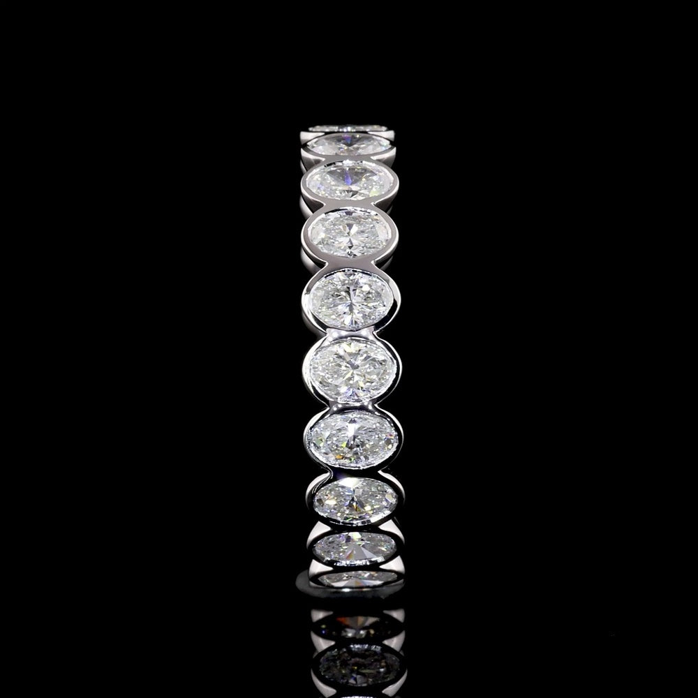 14K White Gold Eternity Band with Bezel Set Oval Cut Lab Diamonds - 21 Stones, 1.88 Total Carat Weight, E-F Color VS2 Clarity - Covaloro Fine Jewelry