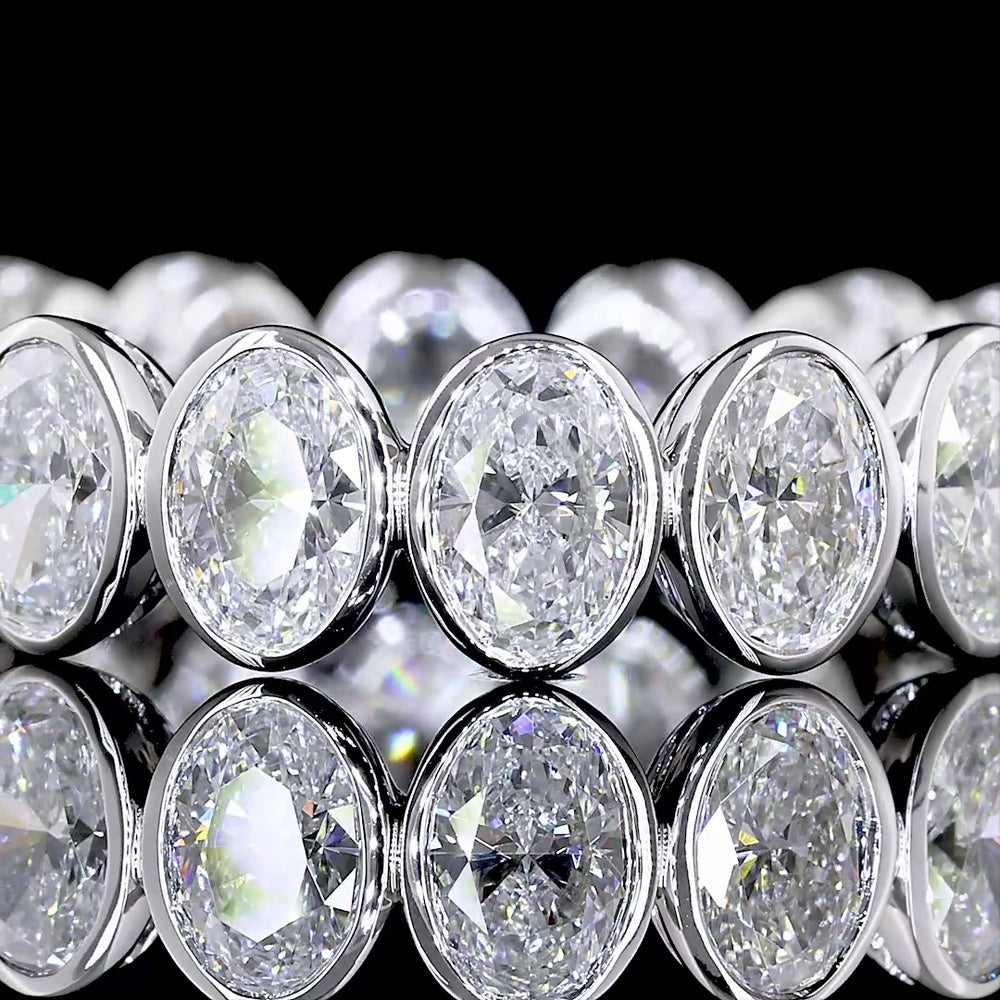 14K White Gold Eternity Band with Bezel Set Oval Cut Lab Diamonds - 3.00 Total Carat Weight - Covaloro Fine Jewelry