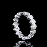 14K White Gold Eternity Band with Bezel Set Oval Cut Lab Diamonds - 3.00 Total Carat Weight - Covaloro Fine Jewelry