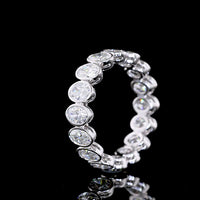 14K White Gold Eternity Band with Bezel Set Oval Cut Lab Diamonds - 3.00 Total Carat Weight - Covaloro Fine Jewelry