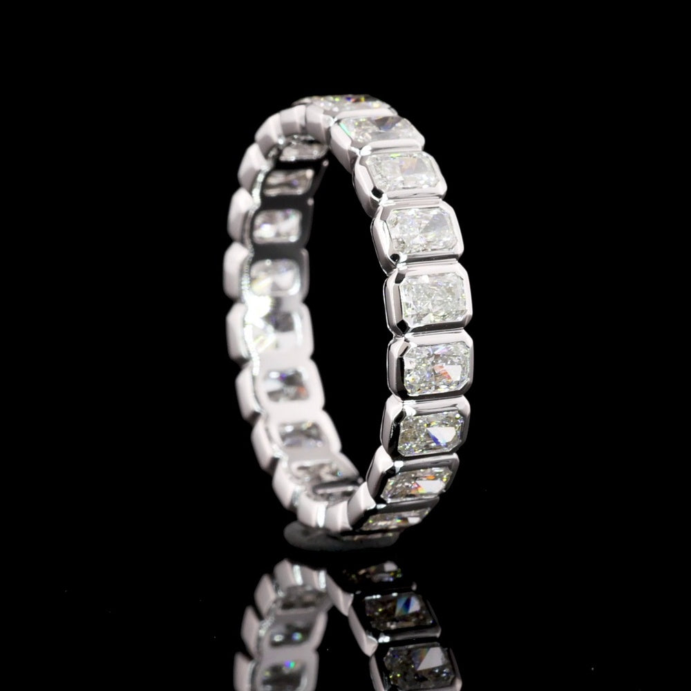 14K White Gold Eternity Band with Bezel-Set Radiant Cut Lab Diamonds - 1.96 Carat Total Diamond Weight - Covaloro Fine Jewelry