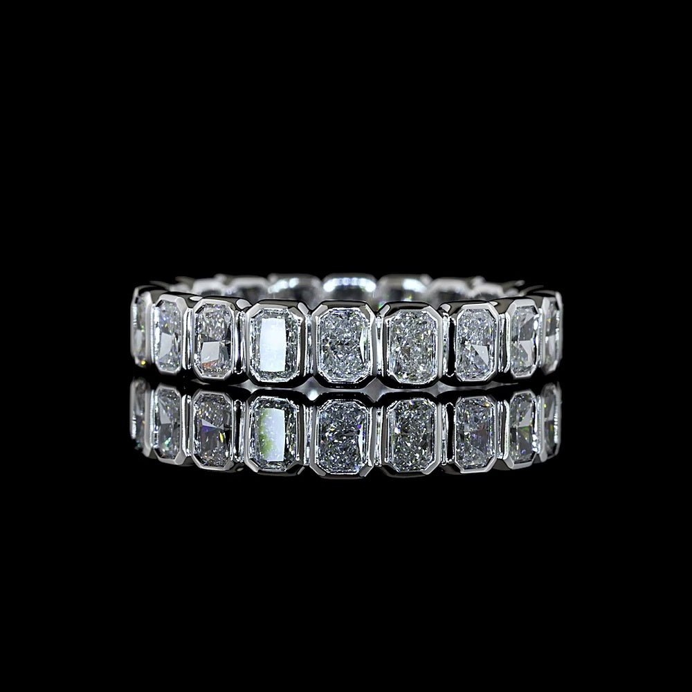 14K White Gold Eternity Band with Bezel Set Radiant Cut Lab Diamonds - 1.98 Carats Total Carat Weight, E-F Color VS1 Clarity - Covaloro Fine Jewelry