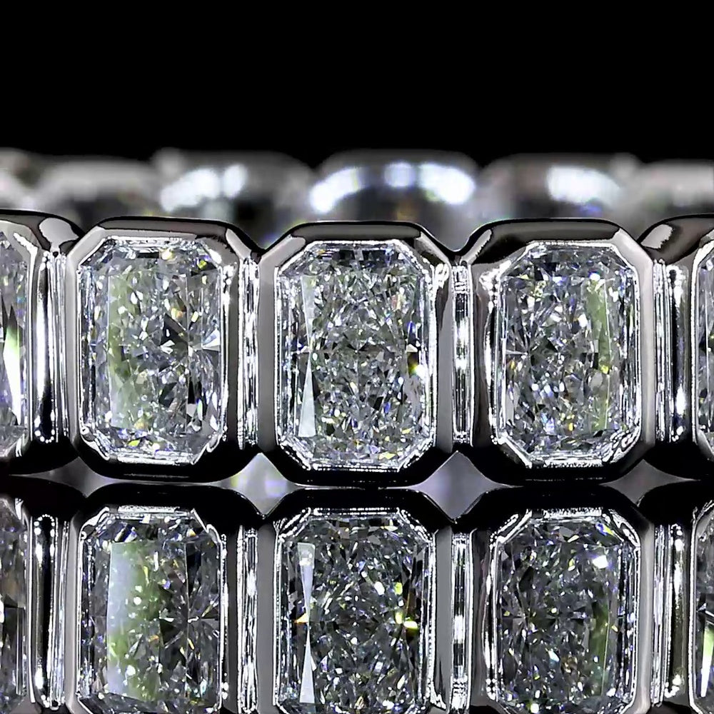 14K White Gold Eternity Band with Bezel Set Radiant Cut Lab Diamonds - 1.98 Carats Total Carat Weight, E-F Color VS1 Clarity - Covaloro Fine Jewelry
