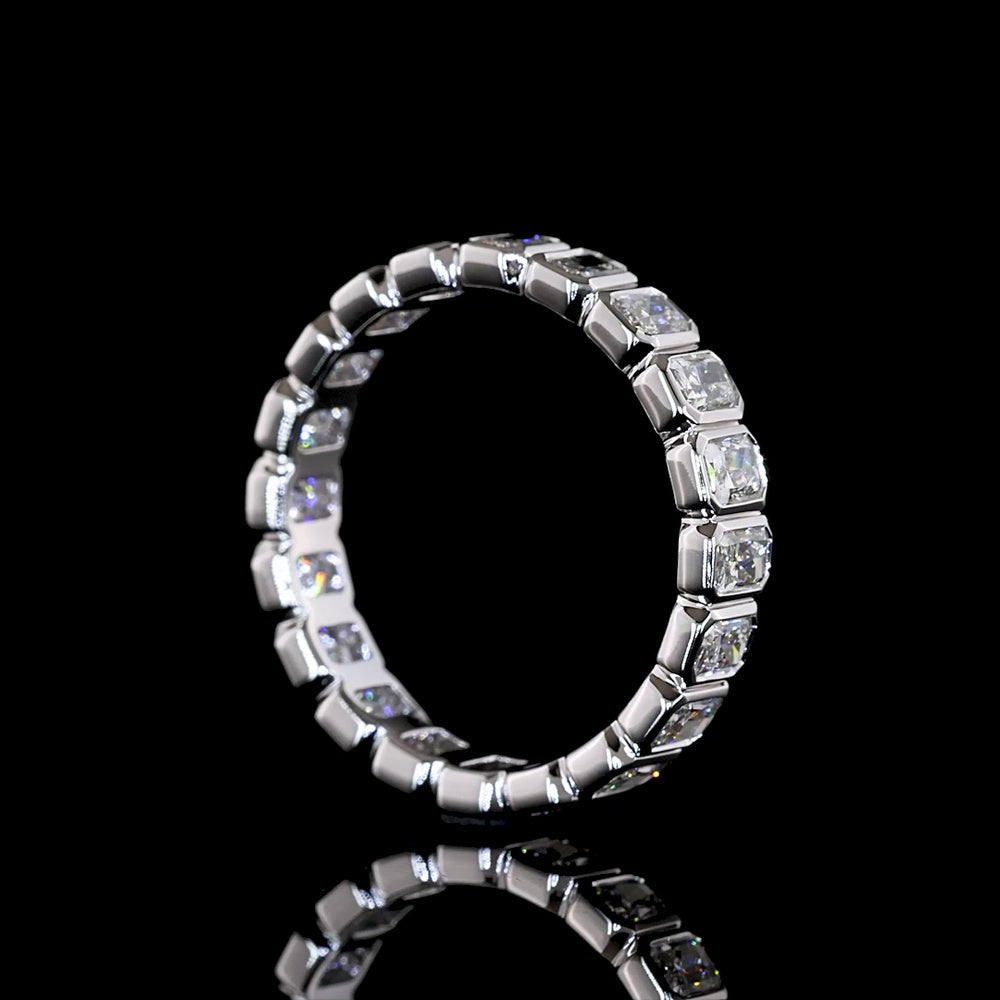 14K White Gold Eternity Band with Bezel Set Radiant Cut Lab Diamonds - 1.98 Carats Total Carat Weight, E-F Color VS1 Clarity - Covaloro Fine Jewelry