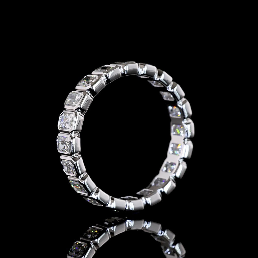 14K White Gold Eternity Band with Bezel Set Radiant Cut Lab Diamonds - 1.98 Carats Total Carat Weight, E-F Color VS1 Clarity - Covaloro Fine Jewelry