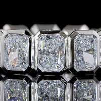 14K White Gold Eternity Band with Bezel Set Radiant Cut Lab Diamonds - 4.68 Carat Total Weight (14 Stones) - E-F VS Quality - Covaloro Fine Jewelry