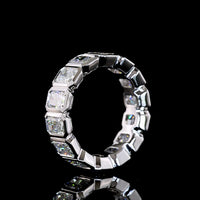 14K White Gold Eternity Band with Bezel Set Radiant Cut Lab Diamonds - 4.68 Carat Total Weight (14 Stones) - E-F VS Quality - Covaloro Fine Jewelry