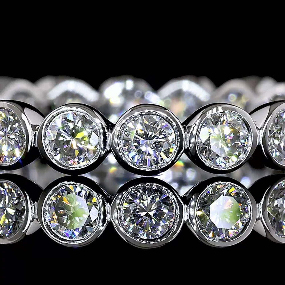 14K White Gold Eternity Band with Bezel-Set Round Lab Diamonds - 1.03 Carat Total Weight, E-F Color VS1 Clarity - Covaloro Fine Jewelry