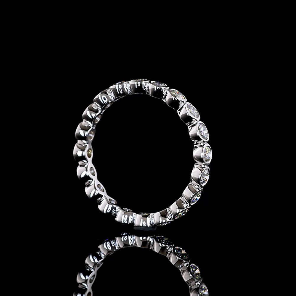 14K White Gold Eternity Band with Bezel-Set Round Lab Diamonds - 1.03 Carat Total Weight, E-F Color VS1 Clarity - Covaloro Fine Jewelry