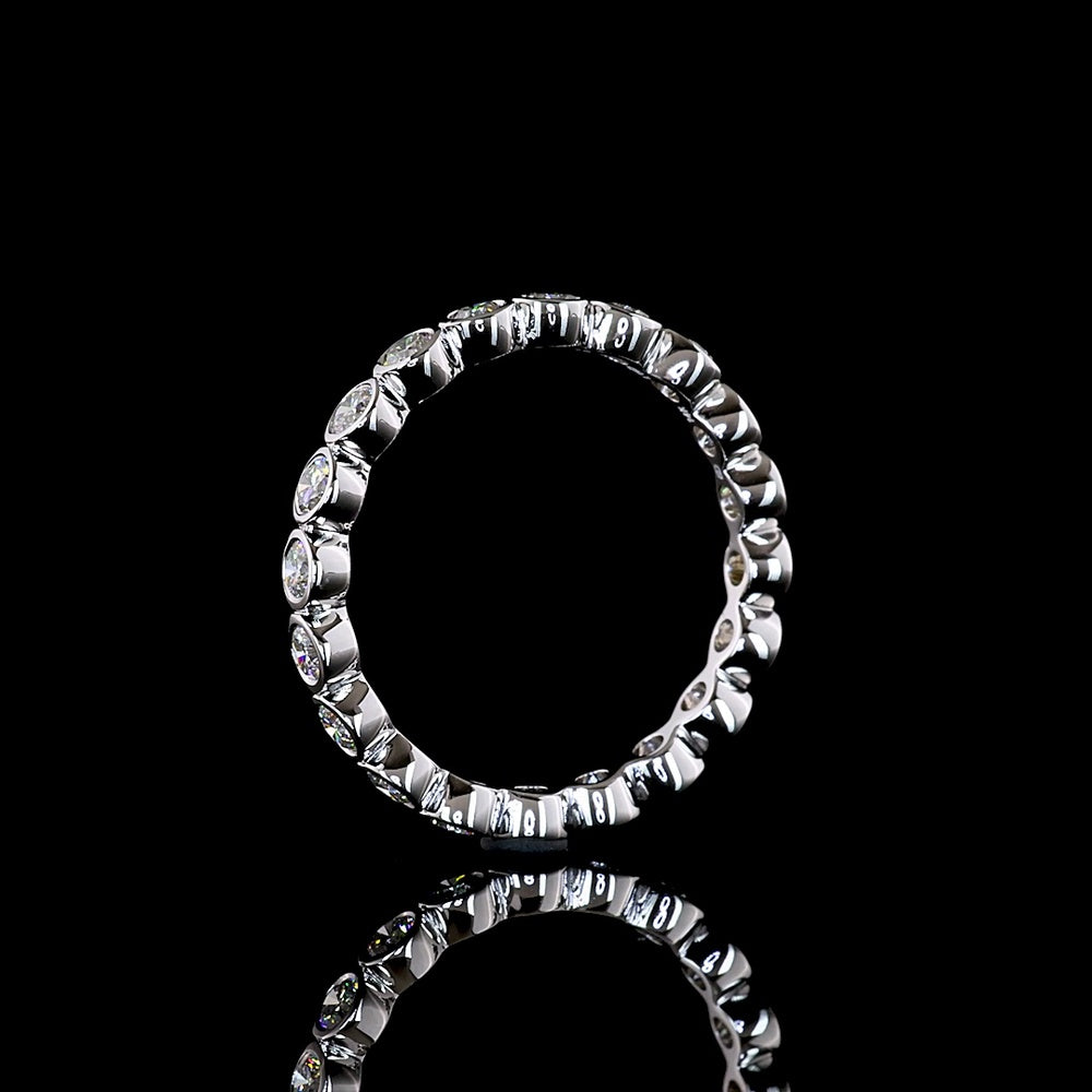 14K White Gold Eternity Band with Bezel-Set Round Lab Diamonds - 1.03 Carat Total Weight, E-F Color VS1 Clarity - Covaloro Fine Jewelry