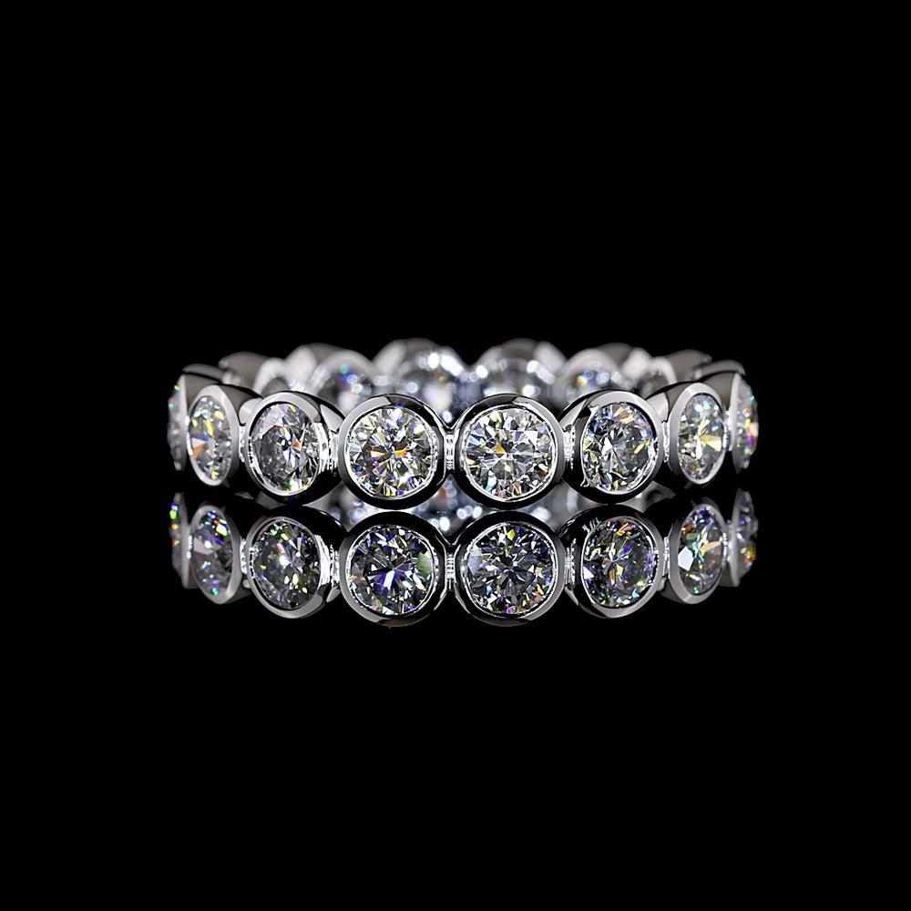 14K White Gold Eternity Band with Bezel Set Round Lab Diamonds - 2.01 Carat Total Weight, 16 Stones - Covaloro Fine Jewelry