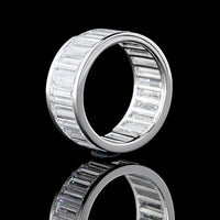 14K White Gold Eternity Band with Channel-Set Baguette Cut Lab Diamonds - 27 Stones, 7.22 Carat Total Weight, D VS1 Quality - Covaloro Fine Jewelry