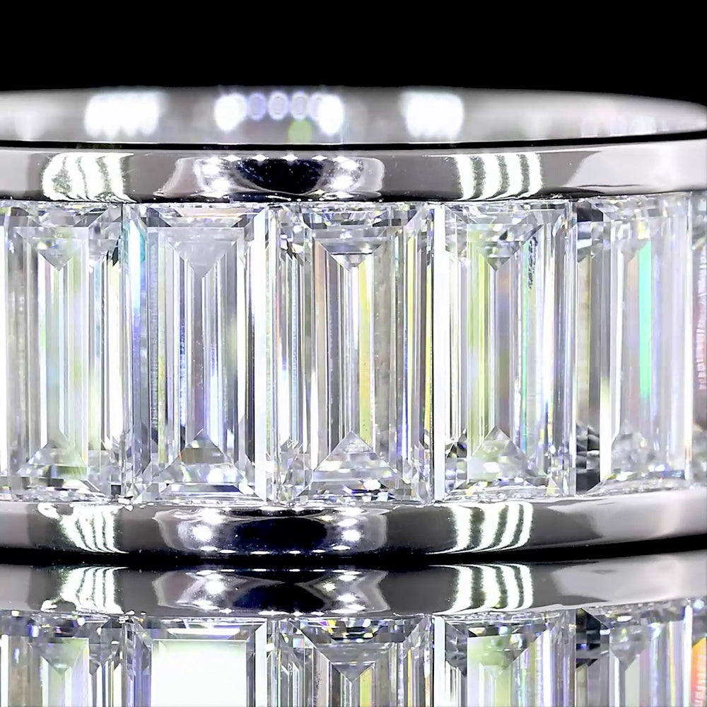 14K White Gold Eternity Band with Channel Set Baguette Cut Lab Grown Diamonds - 6.09 Carat Total Weight - Covaloro Fine Jewelry