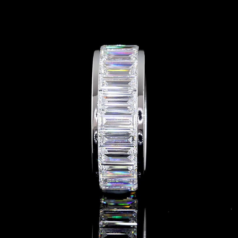 14K White Gold Eternity Band with Channel Set Baguette Cut Lab Grown Diamonds - 6.09 Carat Total Weight - Covaloro Fine Jewelry