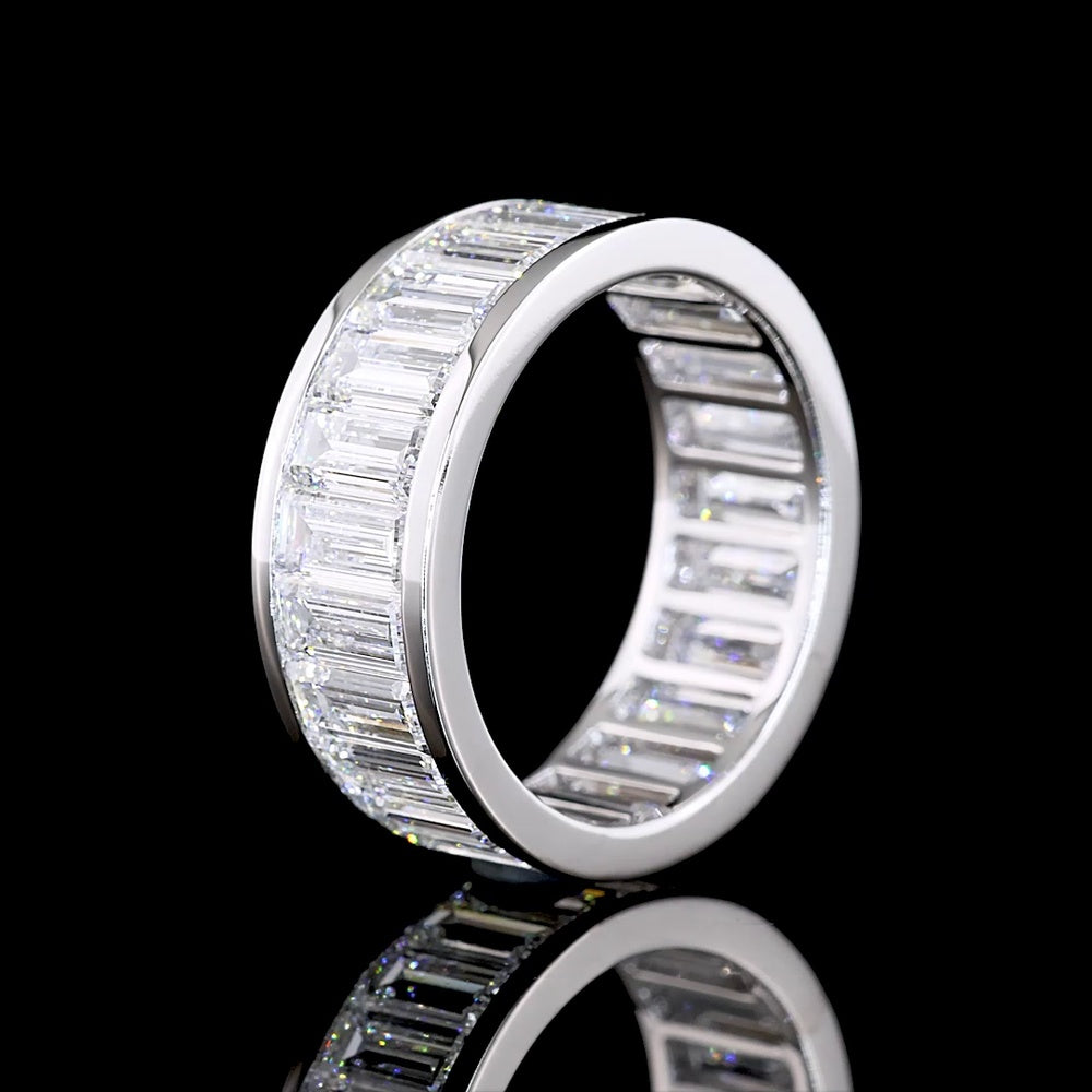 14K White Gold Eternity Band with Channel Set Baguette Cut Lab Grown Diamonds - 6.09 Carat Total Weight - Covaloro Fine Jewelry