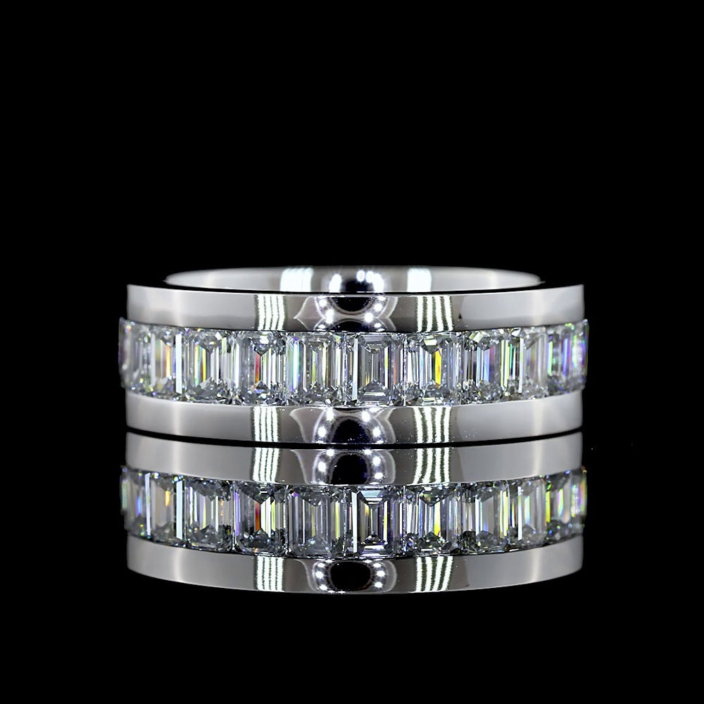 14K White Gold Eternity Band with Channel Set Emerald Cut Lab Diamonds - 3.49 Carat Total Weight - Covaloro Fine Jewelry