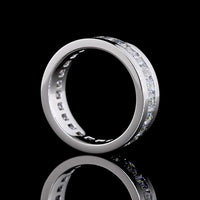 14K White Gold Eternity Band with Channel Set Emerald Cut Lab Diamonds - 3.49 Carat Total Weight - Covaloro Fine Jewelry