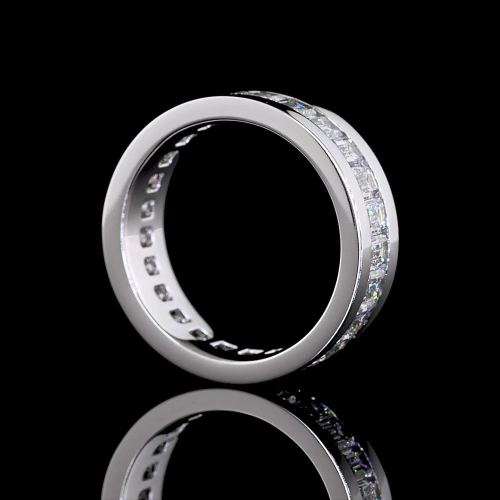 14K White Gold Eternity Band with Channel Set Emerald Cut Lab Diamonds - 3.49 Carat Total Weight - Covaloro Fine Jewelry