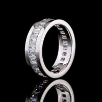 14K White Gold Eternity Band with Channel Set Emerald Cut Lab Diamonds - 3.49 Carat Total Weight - Covaloro Fine Jewelry