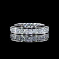 14K White Gold Eternity Band with Channel Set Princess Cut Lab Diamonds - 2.52 Carat Total Diamond Weight - Covaloro Fine Jewelry