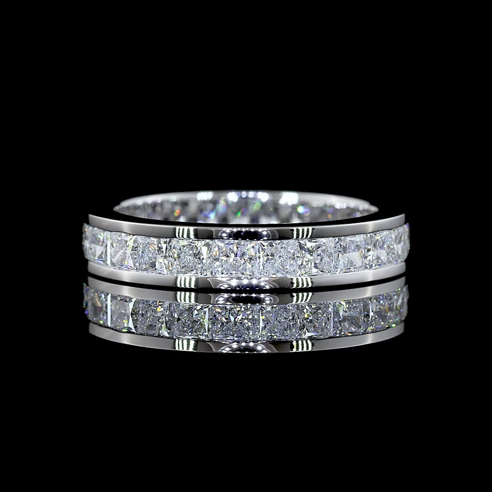 14K White Gold Eternity Band with Channel Set Princess Cut Lab Diamonds - 2.52 Carat Total Diamond Weight - Covaloro Fine Jewelry